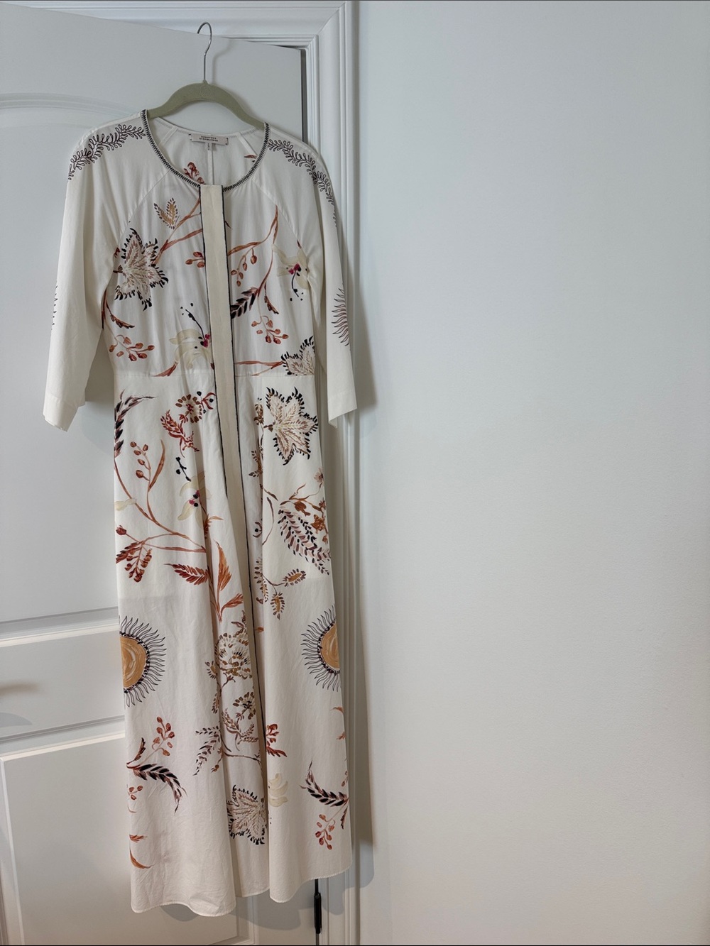 Dorothee Schumacher Cream Floral Maxi Dress with Earthy Botanical Print.